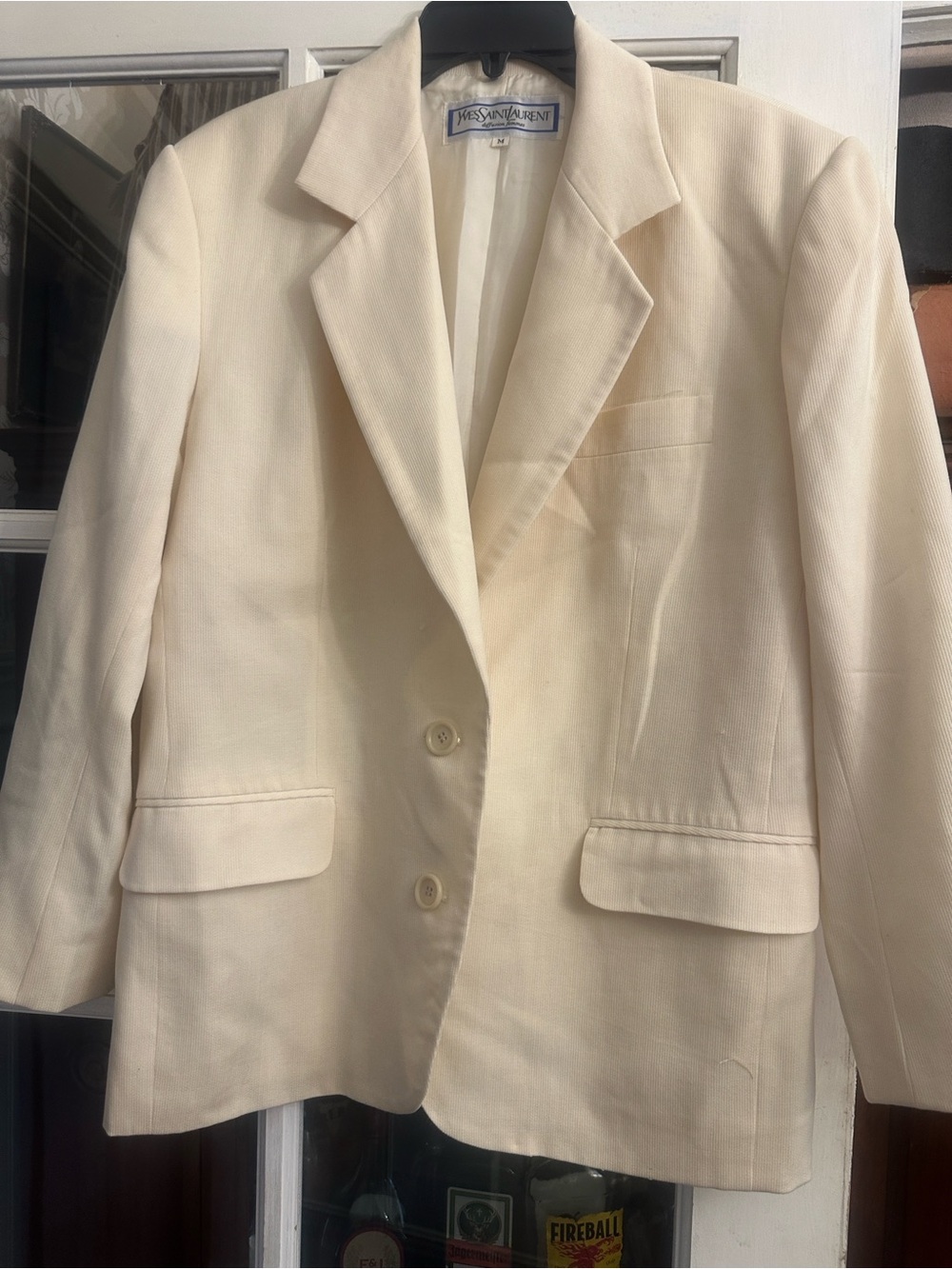 💜#56 Super nice Yves Saint Laurent Cream Two-Button Tailored Blazer